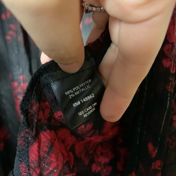 Torrid black floral sheer metallic flowy kimono - Picture 7 of 9